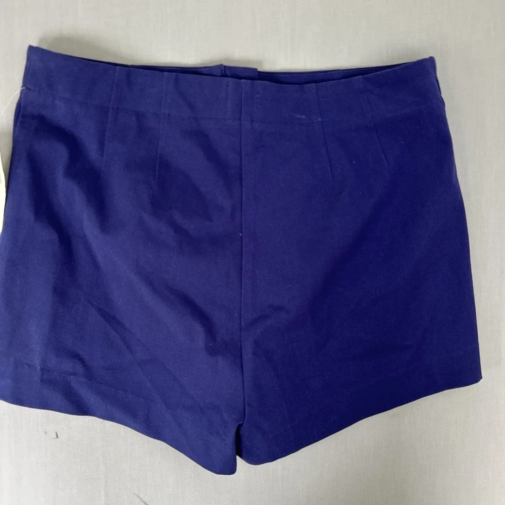 Anthropologie Maeve Zippered Sailor Shorts Navy Blue front zip women's sz 14 NWT - Picture 3 of 6
